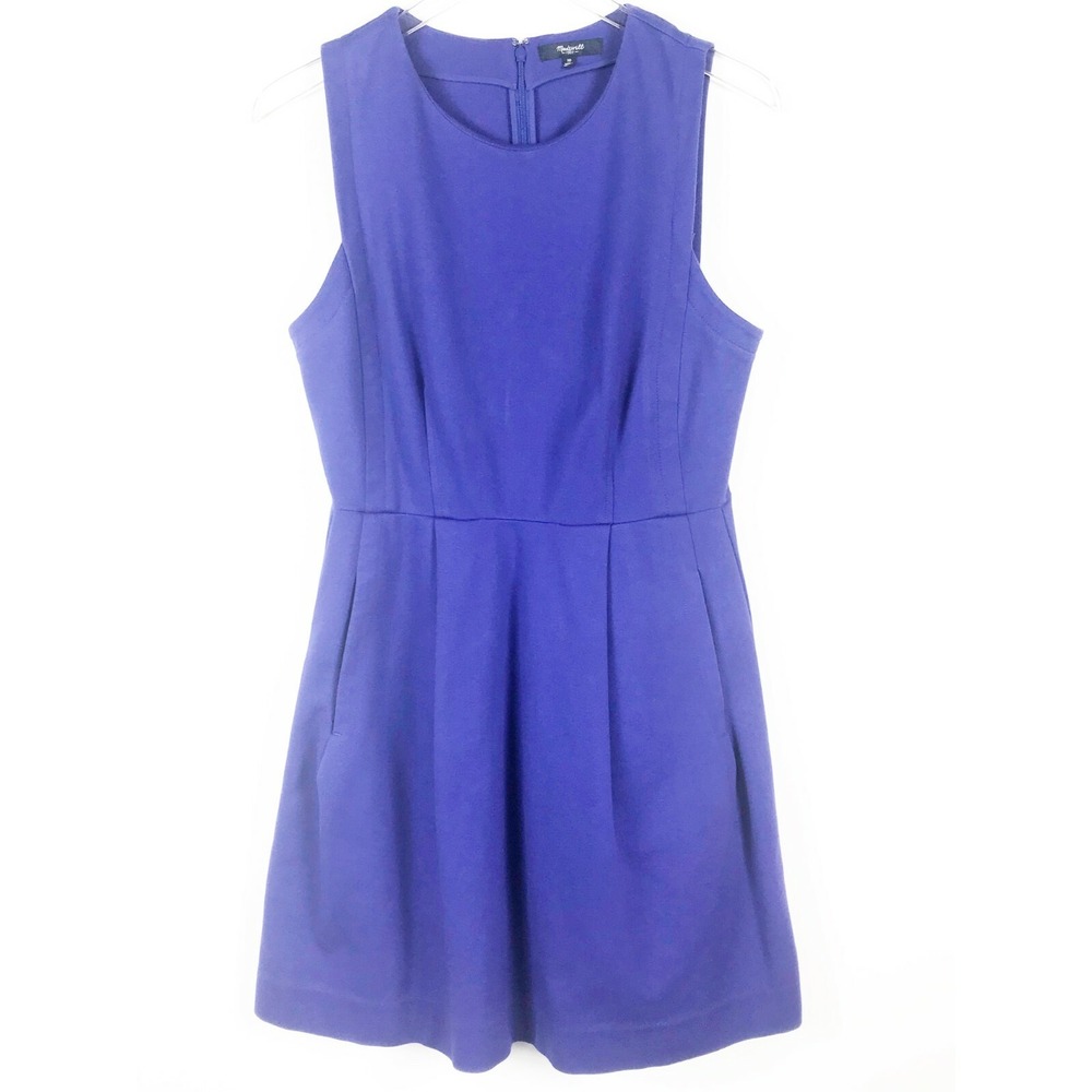 Madewell Dress Womens 10 Medium Purple Ponte Knit Sleeveless Pockets Preppy